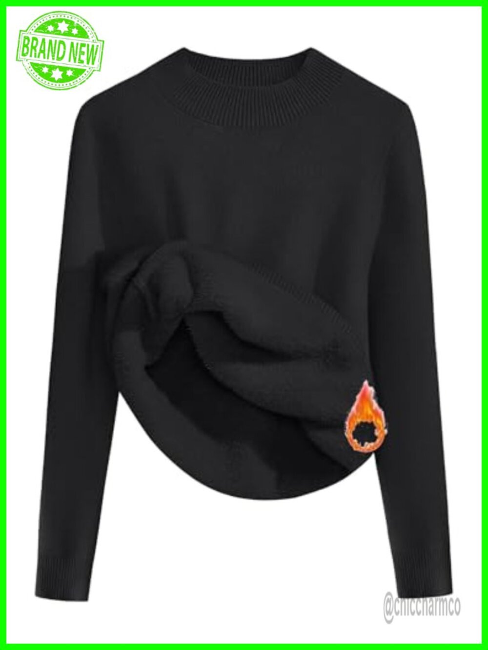 Womens Fleece Lined Mock Neck Long Sleeve Sweater Cozy Thermal Pullover